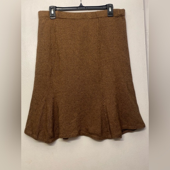 Lauren Ralph Lauren Rare Brown Tweed Knit Flare Skirt Womens Medium - Picture 2 of 7